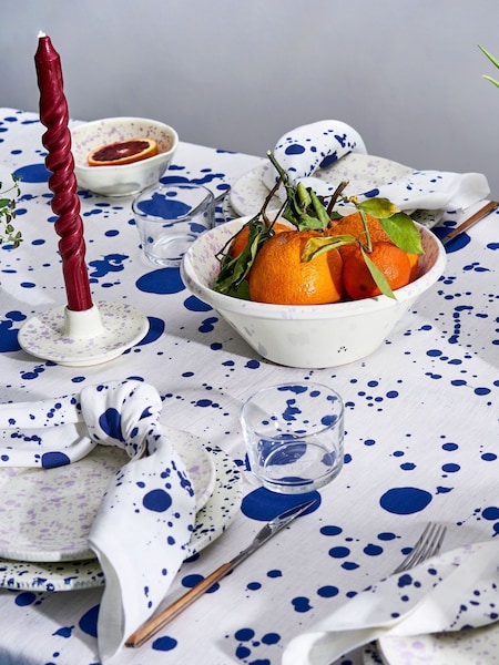 Hot Pottery Set of 4 Blueberry Splatter Linen Napkins (W65670) | £48