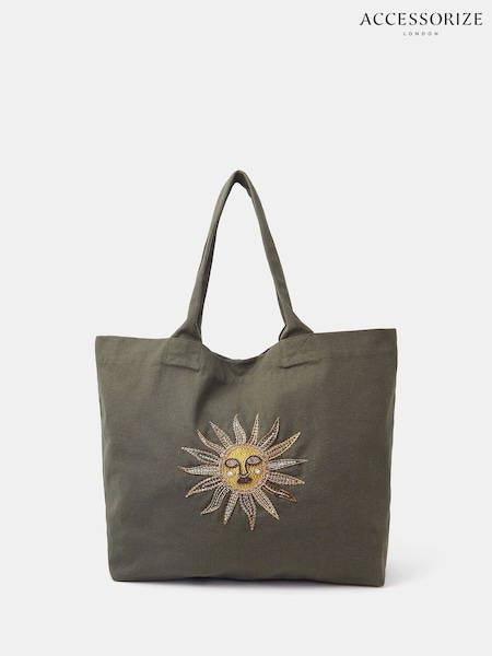 Accessorize Green Sun Embellished Tote Bag (W65689) | £25