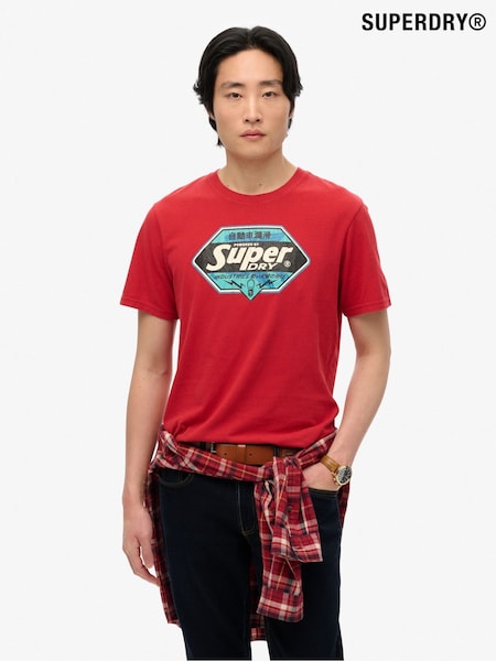 Superdry Red Relaxed Gasoline Graphic Print T-Shirt (W65721) | £30