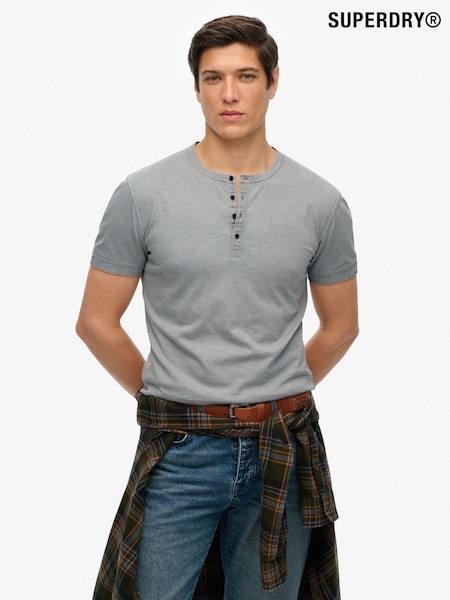 Superdry Grey Slub Short Sleeve Jersey Grandad Top (W65741) | £27
