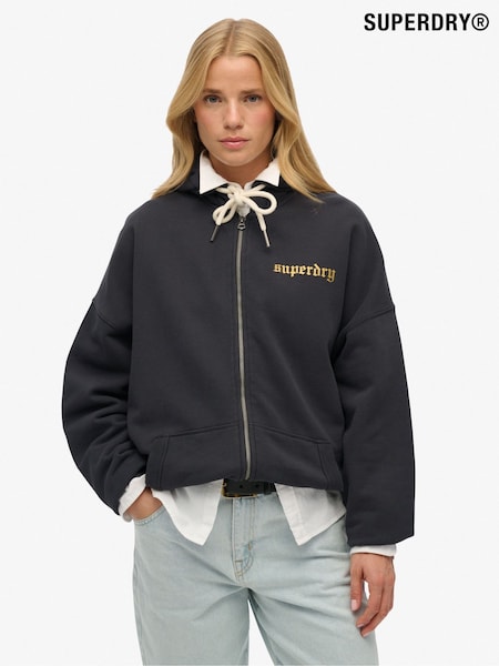 Superdry Grey Oversized Old School Tattoo Zip Hoodie (W65743) | £65