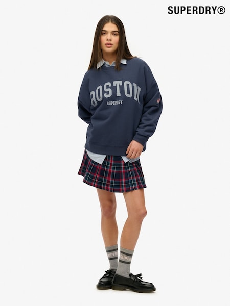 Superdry Blue Oversized Athletic Essentials Crew Sweatshirt (W65744) | £45