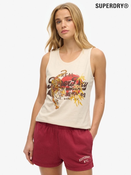 Superdry Nude Vintage Logo Tokyo Scoop Neck vest (W65756) | £30