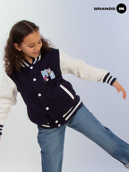 Brands In Blue Girl Power Minnie Mouse Print Varsity Jacket (W65766) | £50