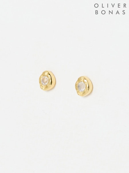 Oliver Bonas Gold Tone Isla Moonstone Stud Earrings (W65771) | £28