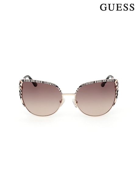 Guess Metal Cat Eye Black Sunglasses in Rose Gold (W65823) | £105