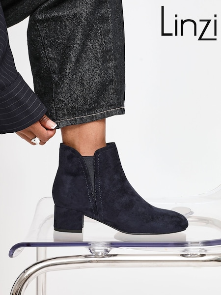 Linzi Blue Manor Low Block Heeled Ankle Boots (W65932) | £42
