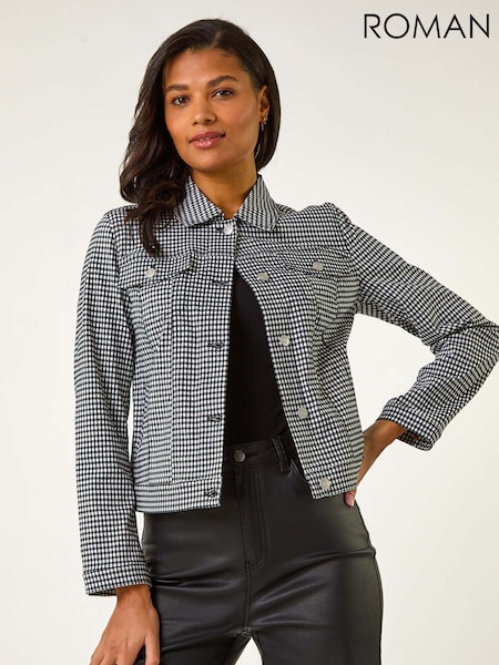 Roman Black Gingham Stretch Pocket Detail Jacket (W65952) | £50