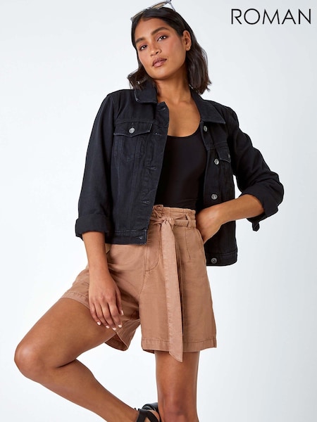 Roman Brown Relaxed Elastic Tie Waist Pocket Shorts (W65954) | £32