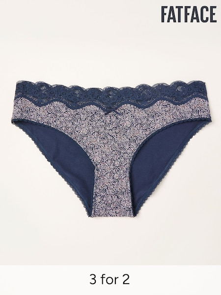 FatFace Navy Leaf High Leg Knickers (W66022) | £9