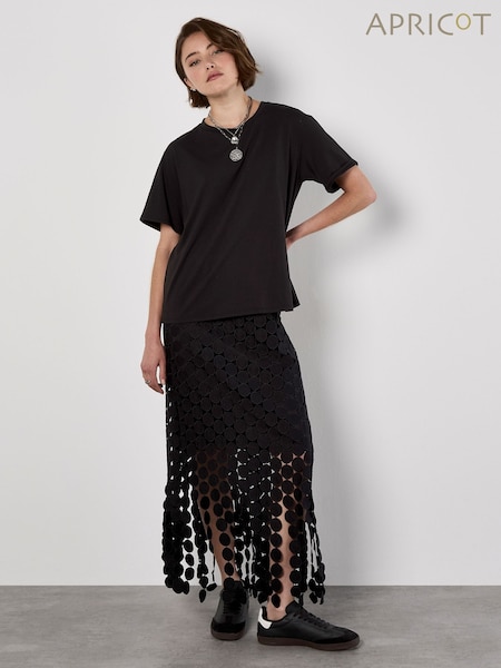 Apricot Black Guipure Circle Lace Maxi Skirt (W66040) | £46