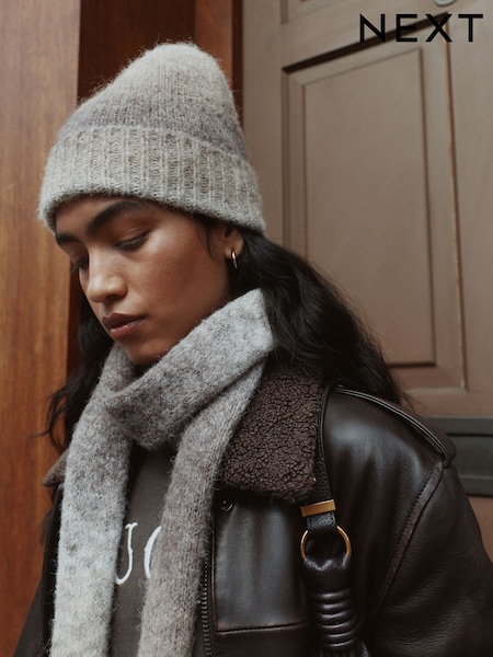 Neutral Space Dye Knitted Beanie Hat (W66124) | £14