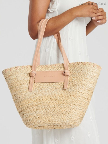 South Beach Natural Shouder Straw Tote Bag (W66167) | £34