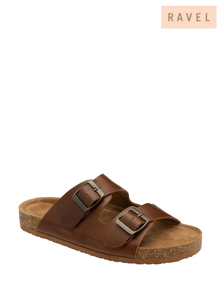 Ravel Brown Leather Mule Sandals (W66174) | £45