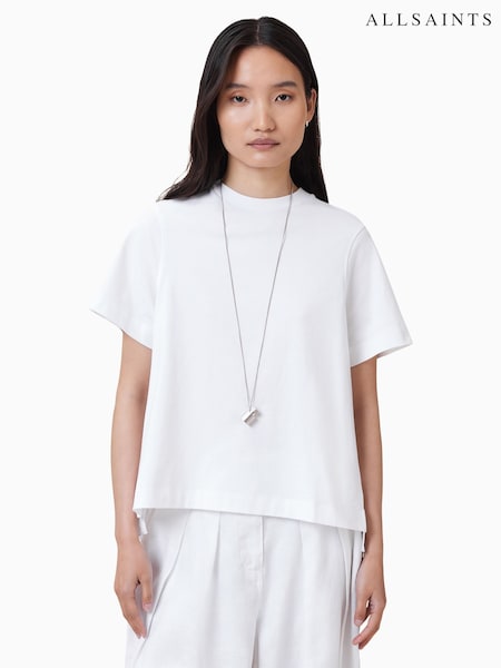 AllSaints White Pia Hybrid Mix Crew Neck T-Shirt (W66218) | £79