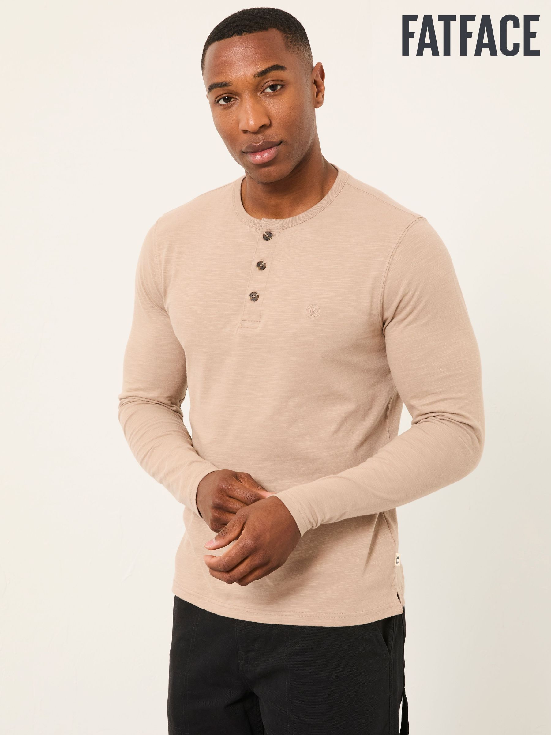 Buy Men's Long Sleeve Grandad 100% Cotton Tops Online | Next UK