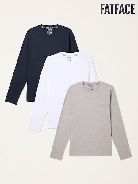 FatFace White Long Sleeve Tshirts 3 Pack (W66270) | £55