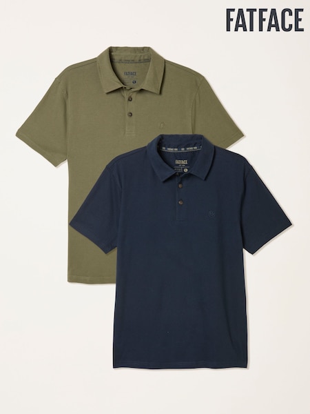 FatFace Navy Short Sleeve Polo Shirts 2 Pack (W66272) | £38