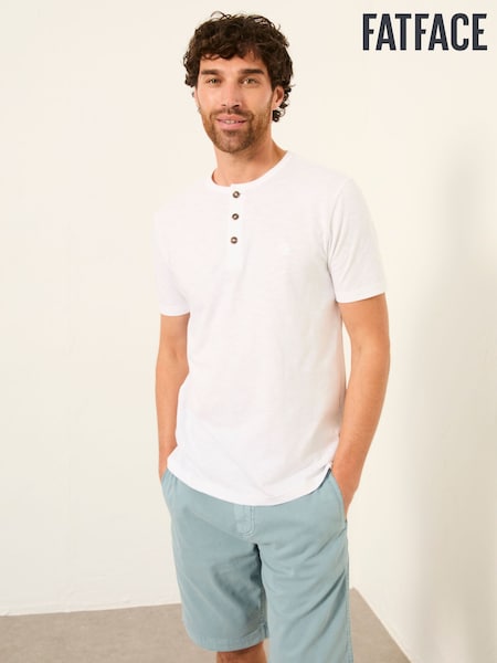 FatFace Henley White Woodside Slub Tshirt (W66273) | £25