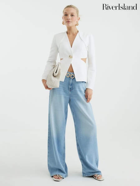 River Island White Cut Out Blazer (W66331) | £59
