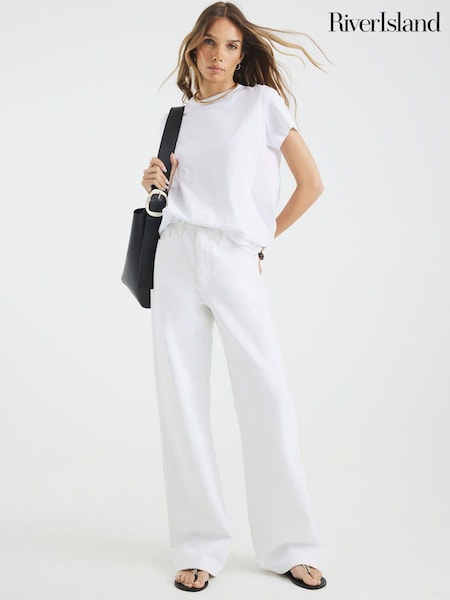 River Island White Poplin Bow Back T-Shirt (W66334) | £30