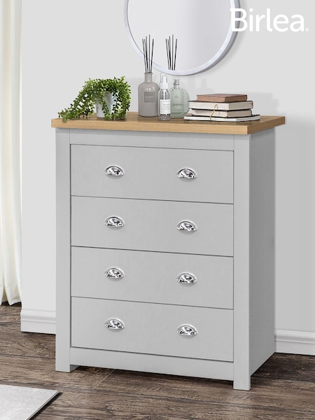Birlea Grey and Oak Highgate 4 Drawer Effect Chest (W66403) | £180