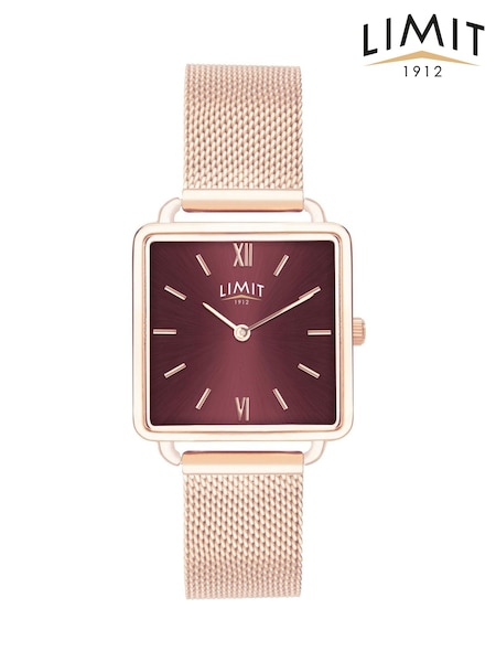 Limit  29mm Womens Square Rose Gold Analogue Watch with Rose Gold Mesh Strap (W66773) | £40