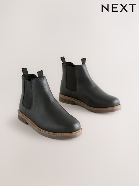 Black Standard Fit (F) Leather Chelsea Boots (W66777) | £33 - £40
