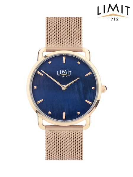 Limit  33mm Womens Round Rose Gold Analogue Watch with Rose Gold Mesh Strap (W66780) | £40