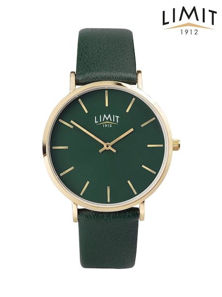 Limit  38mm Womens Round Gold Analogue Watch with Green Strap (W66787) | £25