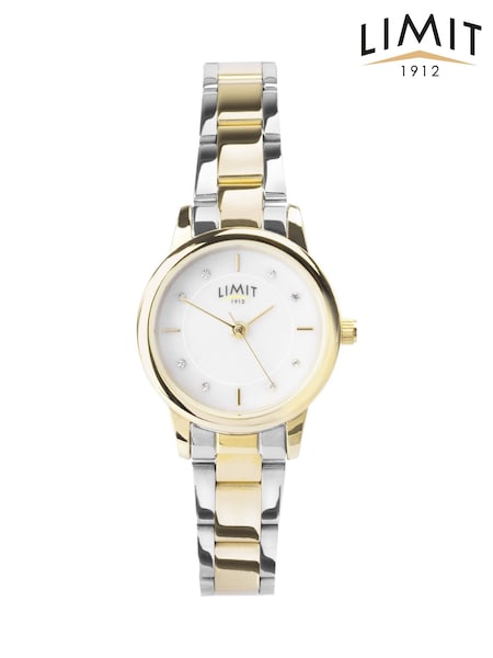 Limit  26mm Womens Round Gold Analogue Watch with Two Tone Bracelet (W66790) | £30