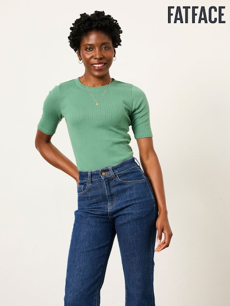 FatFace Callie Green Pointelle Top (W66845) | £29.50