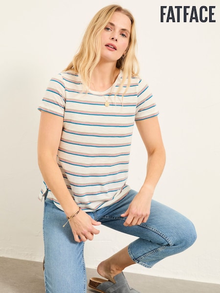 FatFace Natalie Ivory Stripe T Shirt (W66855) | £0