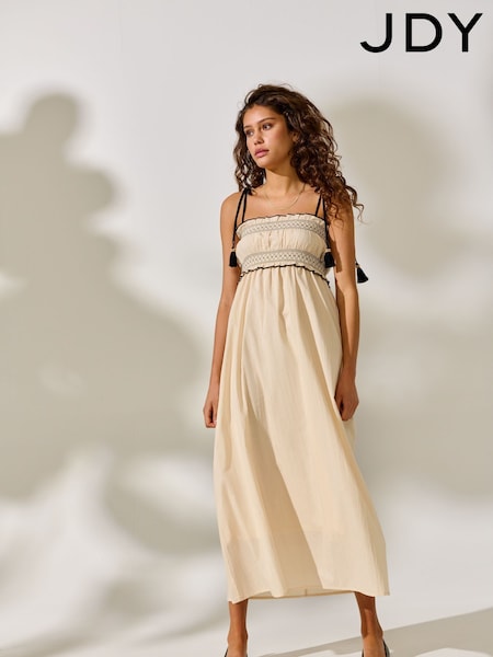 JDY Cream Sleeveless Midi Smock Dress (W66965) | £45