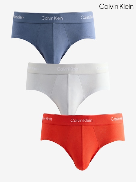 Calvin Klein Grey/red/blue Icon Cotton Stretch Briefs 3 Pack (W67054) | £44