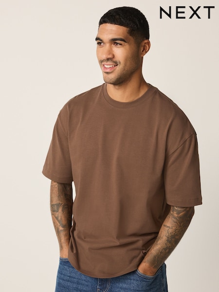 Brown Chocolate Relaxed Fit Heavyweight T-Shirt (W67071) | £16