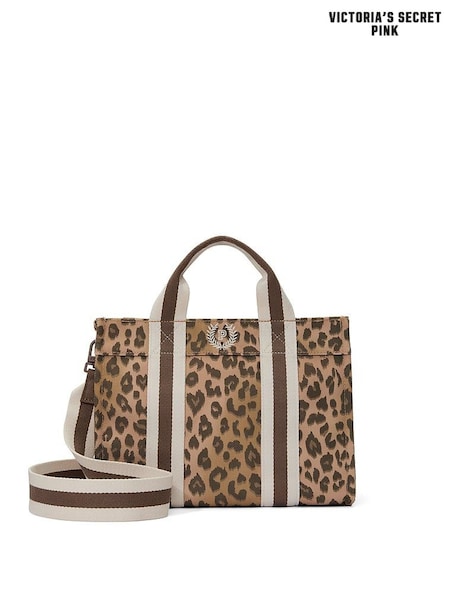 Victoria's Secret PINK Brown Leopard Print Mini Cross-Body Tote Bag (W67082) | £30