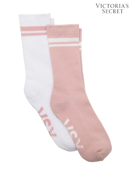 Victoria's Secret White & Bare All Pink 2 Pack Crew Socks (W67087) | £15