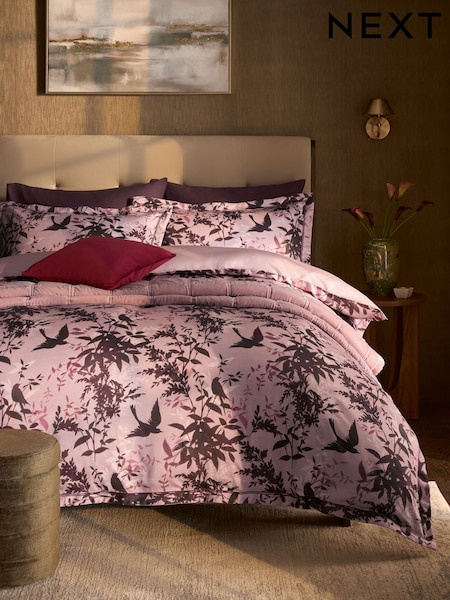 Pink Time Travel Floral Duvet Cover And Pillowcase Set (W67142) | £55 - £85