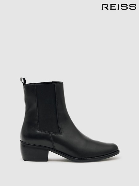 Reiss Black Maeva Leather Chelsea Boots (W67248) | £198