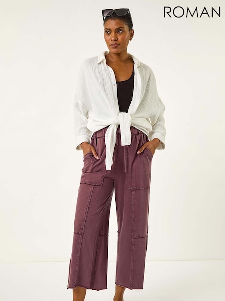 Roman Purple Jersey Cargo Culotte Trousers (W67364) | £45
