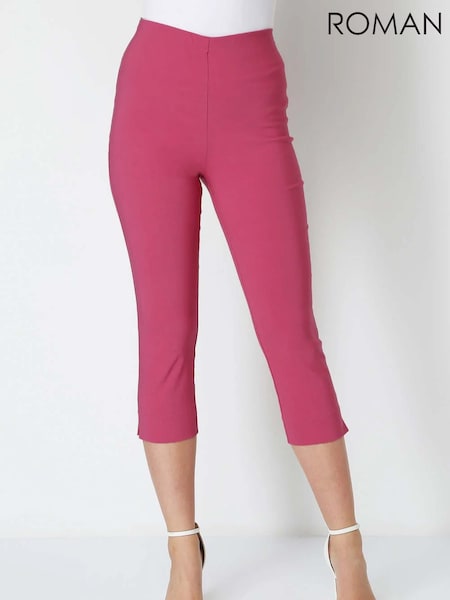 Roman Pink Cropped Stretch Trousers (W67377) | £32