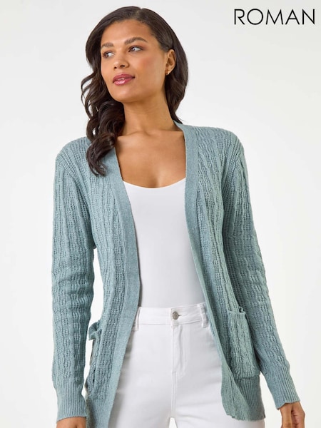 Roman Grey Textured Longline Knit Cardigan (W67410) | £36