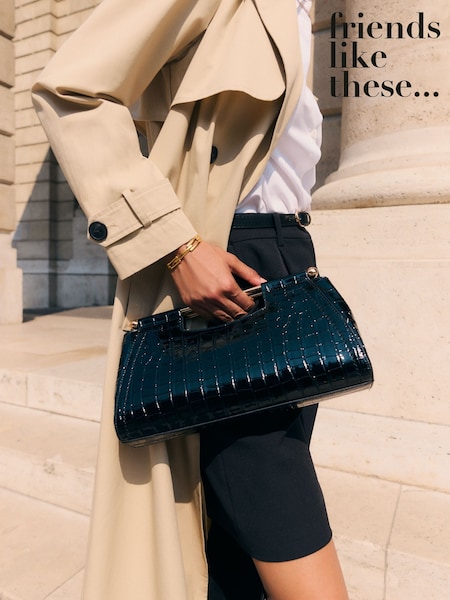 Friends Like These Black Croc Effect Grab Handle Clutch Bag (W67457) | £35