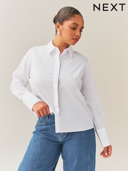 White Fuller Bust Fitted Stretch Essential Long Sleeve Shirt (W67511) | £18.50