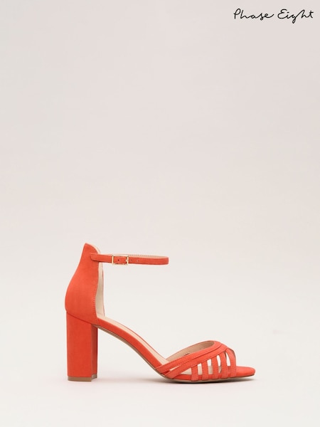 Phase Eight Orange Block Heel Sandals (W67522) | £119
