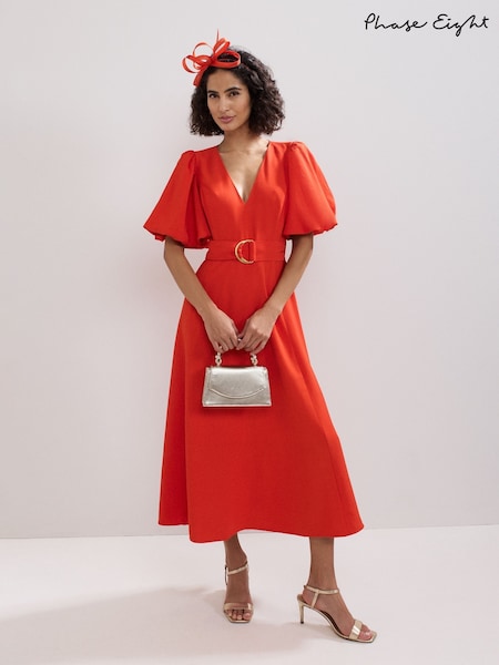 Phase Eight Orange Zarah Midi Dress (W67527) | £139
