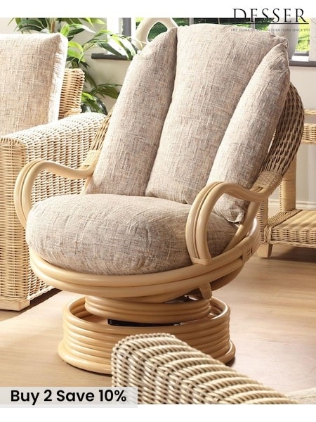 Desser Natural Burford Rattan Wicker Conservatory Swivel Rocker Chair (W67610) | £567