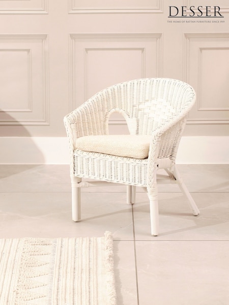 Desser White Kids Wicker Loom Chair With Cushion Pad (W67611) | £105.30