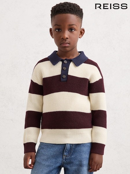 Reiss Brown/ Off White/ Navy Blue Hatfield Polo Shirt (W67637) | £46